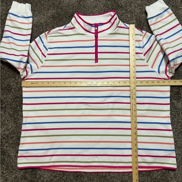 WoolOvers Women's Striped Long Sleeve 1/4 zip size XXL 100% ORGANIC Cotton - Picture 6 of 7